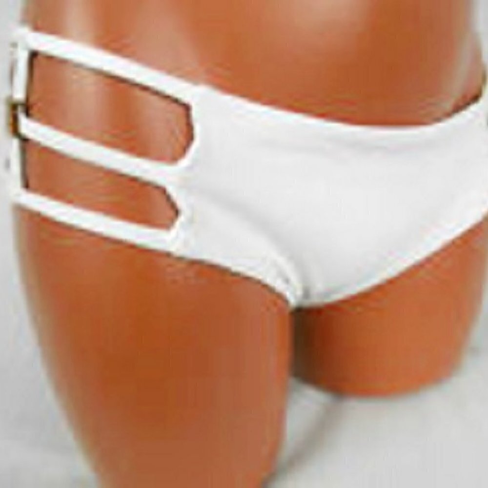 ALLTAN Leopard Beaded Hot Pant Bikini Bottom White XS